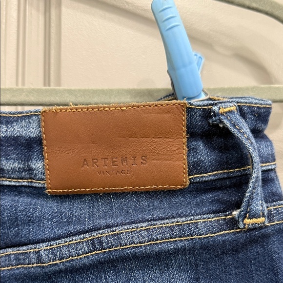 Women's high waisted Dark Blue Distressed Skinny Jeans - Picture 3 of 10